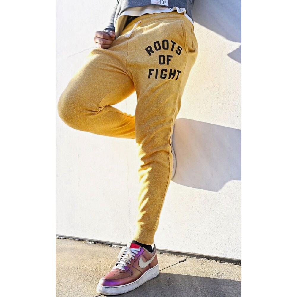 Roots of Fight NEW Men's Sweatpants Heather Yellow Tapered 3XL
